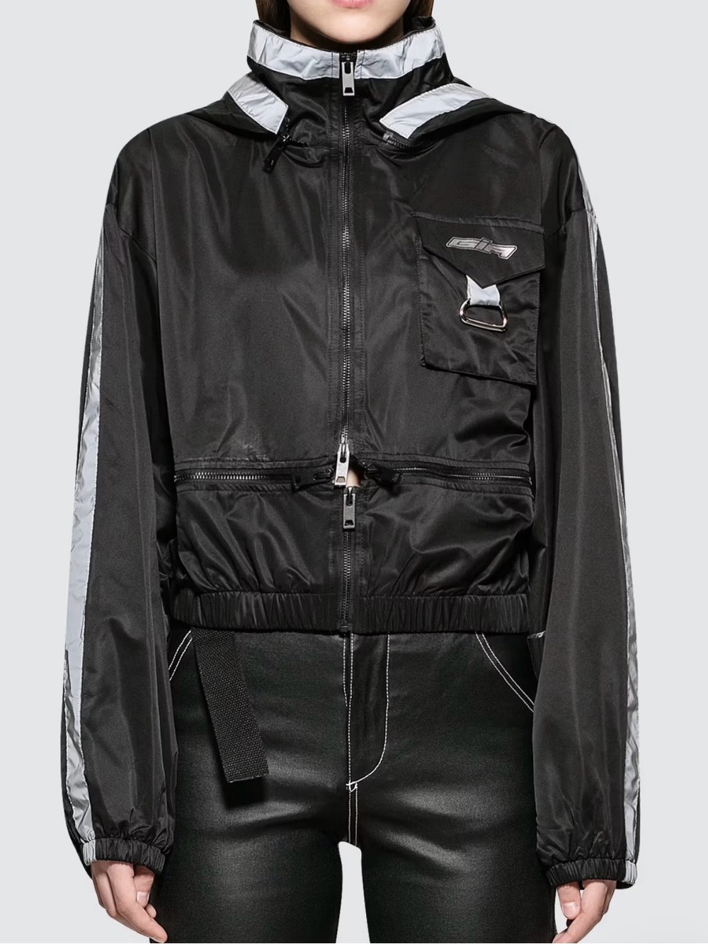 I.AM.GIA Neptune Reflective Cropped Moto Utility Jacket Y2K Cyber XS